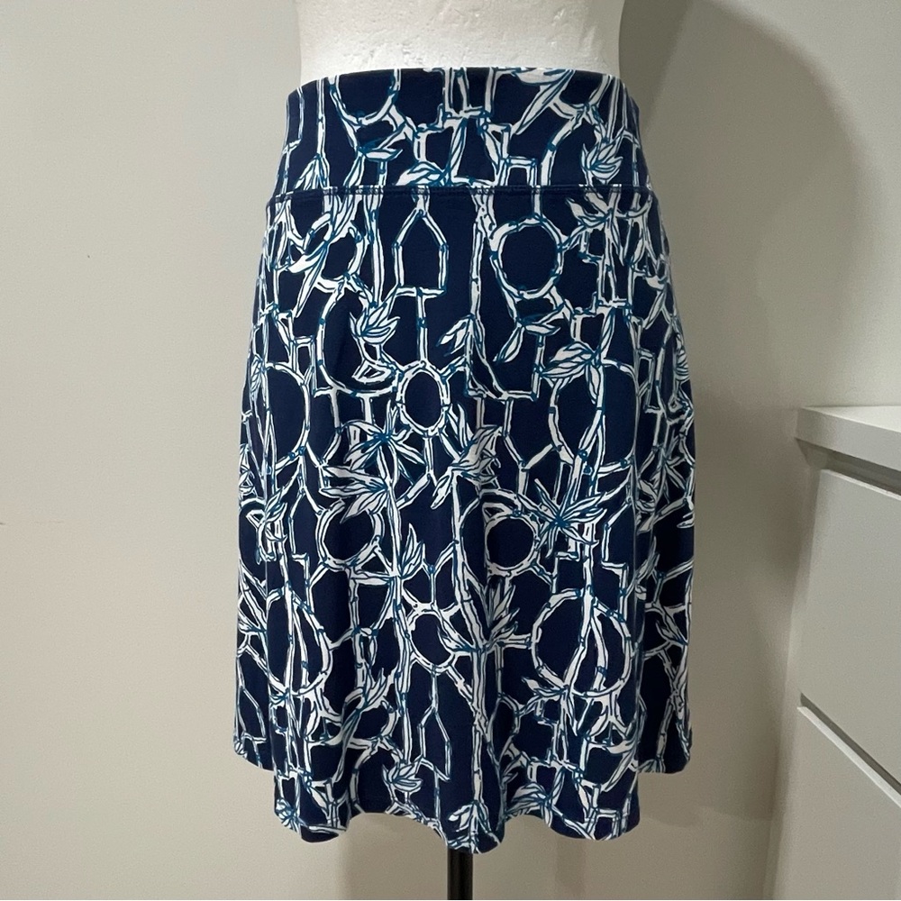 Lilly Pulitzer Brenna High Tide Navy Blue Bamboo Skirt Chinoiserie Soft Jersey